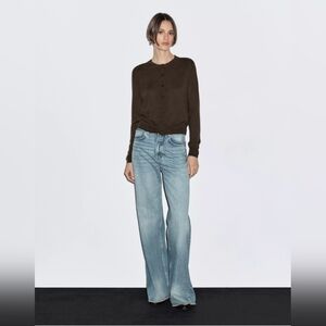 NWOT Massimo Dutti Wool Blend Knit Cardigan with Crew Neck. Size XS